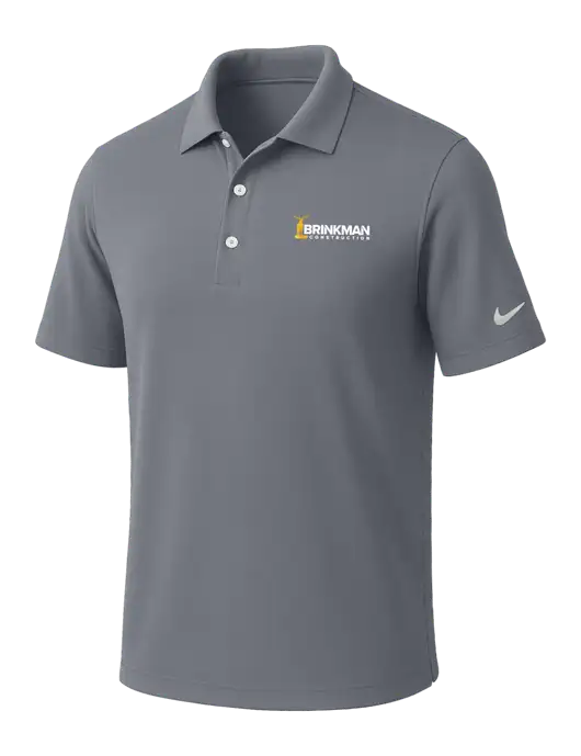 NIKE Medium Grey Dri-Fit Micro Pique Polo w/Brinkman Construction Logo