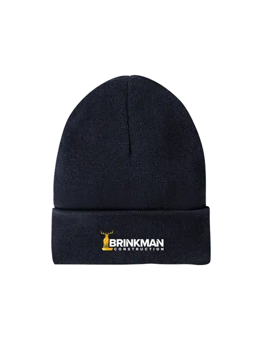 Recycled True Navy Beanie w/Brinkman Construction Logo