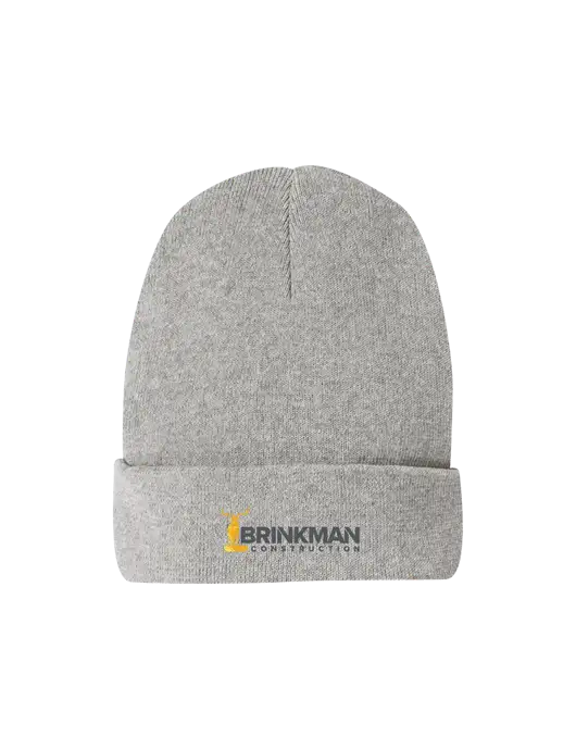 Recycled Light Heather Grey Beanie w/Brinkman Construction Logo