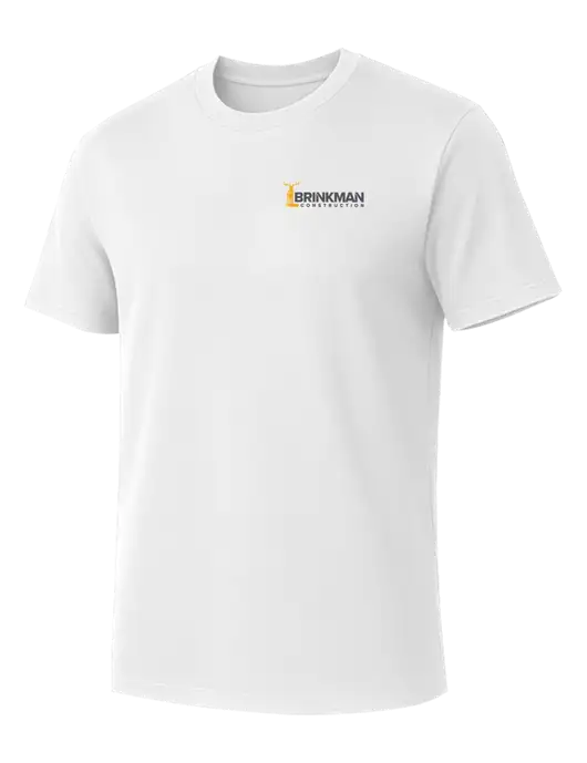 Allmade Bright White Organic Cotton Tee w/Brinkman Construction Logo