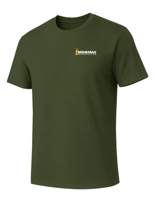 Allmade Dark Olive Green Organic Cotton Tee w/Brinkman Construction Logo