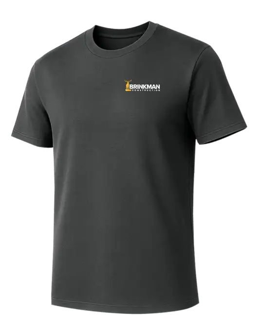 Allmade Charcoal Grey Organic Cotton Tee w/Brinkman Construction Logo
