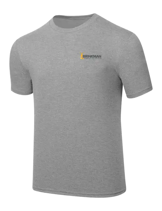 Simply Soft Heathered Light Grey 4.5oz  Poly/Combed Ring Spun Cotton T-Shirt w/Brinkman Construction Logo
