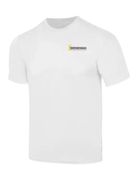 Simply Soft White 4.5oz  Poly/Combed Ring Spun Cotton T-Shirt w/Brinkman Construction Logo