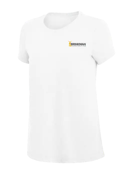Womens Simply Soft White 4.5oz Poly/Combed Ring Spun Cotton T-Shirt
 w/Brinkman Construction Logo