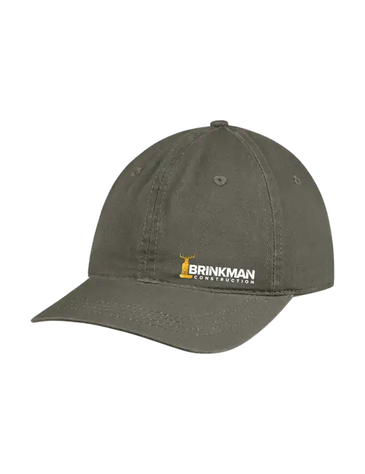 Garment Washed Unstructured Twill Olive Cap w/Brinkman Construction Logo