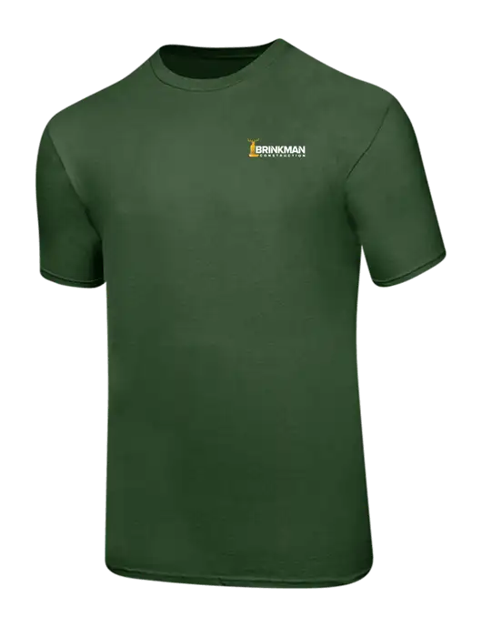 Ring Spun Dark Olive 4.5 oz T-Shirt w/Brinkman Construction Logo