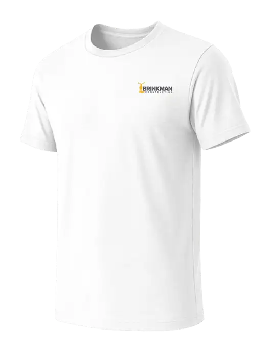 BELLA+CANVAS White Blend CVC Short Sleeve Tee w/Brinkman Construction Logo