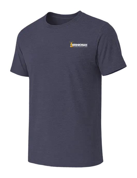 BELLA+CANVAS Heather Navy CVC Short Sleeve Tee w/Brinkman Construction Logo