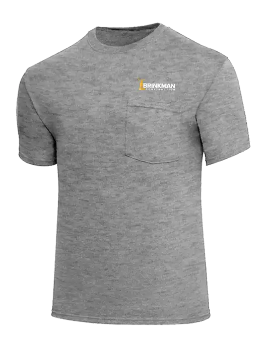 Core Blend Medium Grey Heather Pocket T-Shirt w/Brinkman Construction Logo