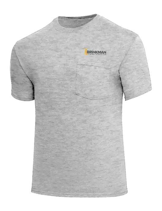 Core Blend Light Grey Heather Pocket T-Shirt w/Brinkman Construction Logo