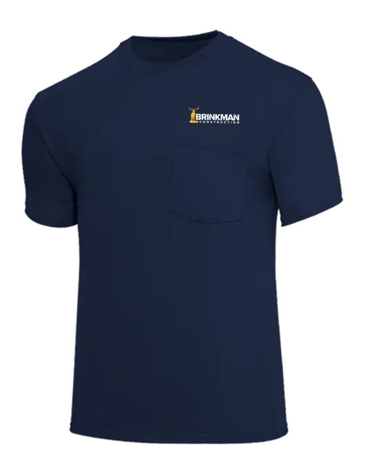 Core Blend Navy Pocket T-Shirt w/Brinkman Construction Logo