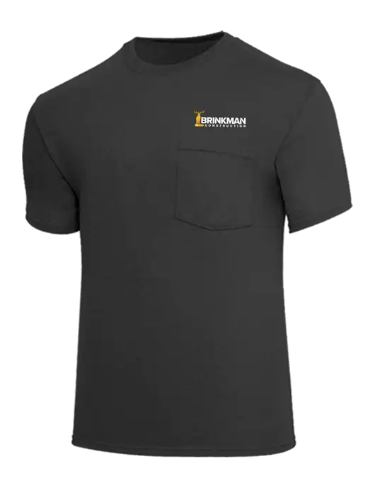 Core Blend Charcoal Grey Pocket T-Shirt w/Brinkman Construction Logo