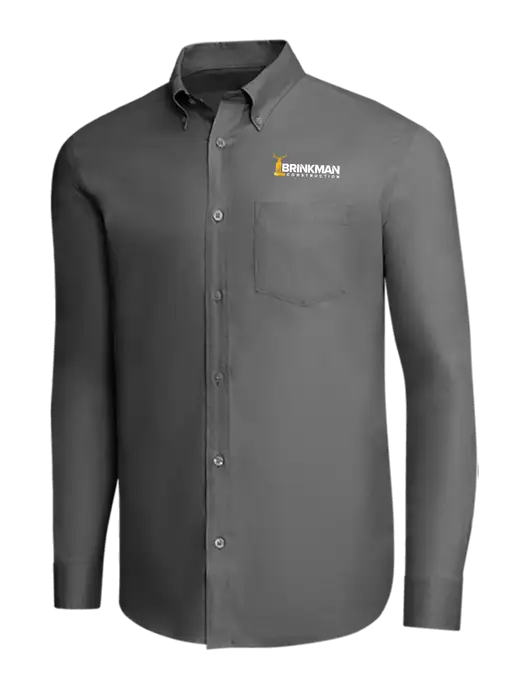 Brooks Brothers Dark Grey Wrinkle-Free Stretch Pinpoint Shirt w/Brinkman Construction Logo