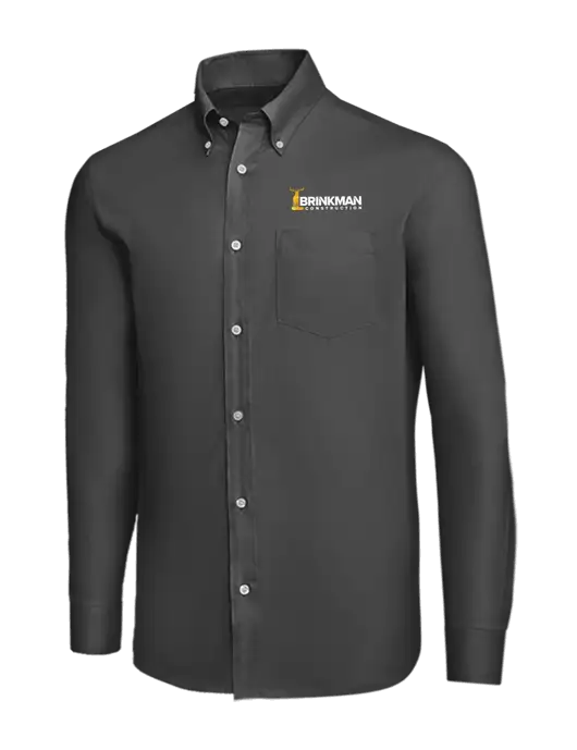 Brooks Brothers Dark Grey Wrinkle-Free Stretch Nailhead Shirt w/Brinkman Construction Logo