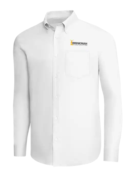 Brooks Brothers White Wrinkle-Free Stretch Pinpoint Shirt w/Brinkman Construction Logo