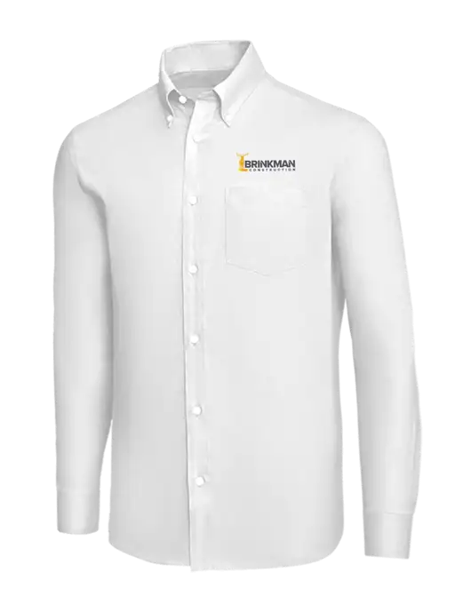 Brooks Brothers White Wrinkle-Free Stretch Nailhead Shirt w/Brinkman Construction Logo