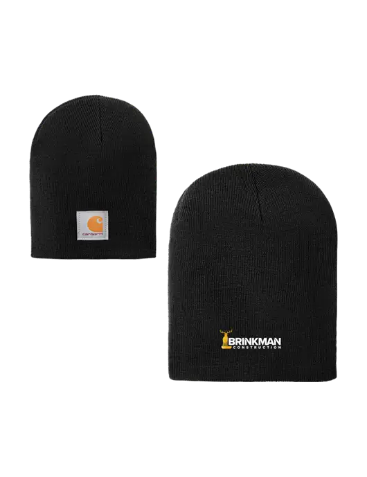 Carhartt Black Acrylic Knit Hat w/Brinkman Construction Logo