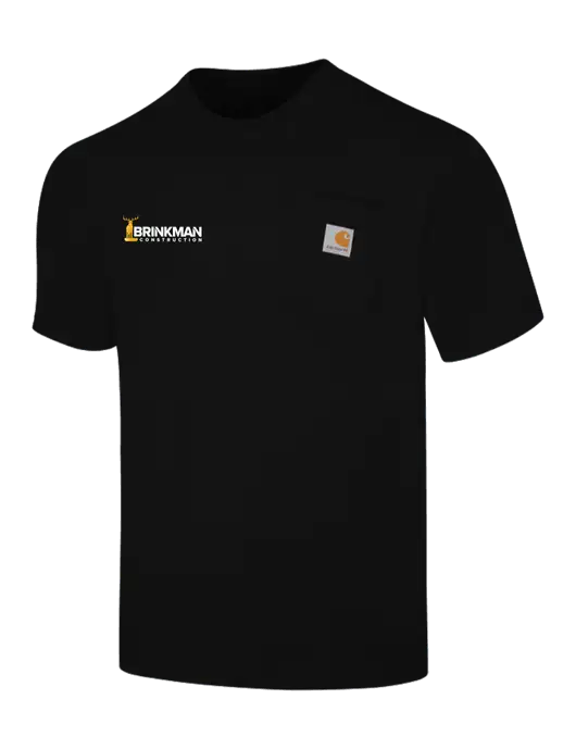 Carhartt Loose Fit Workwear Black Short Sleeve Pocket T-Shirt w/Brinkman Construction Logo