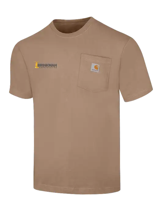 Carhartt Loose Fit Workwear Dark Tan Short Sleeve Pocket T-Shirt w/Brinkman Construction Logo