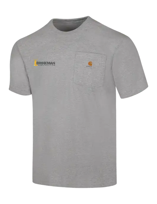 Carhartt Loose Fit Workwear Light Grey Heather Short Sleeve Pocket T-Shirt w/Brinkman Construction Logo