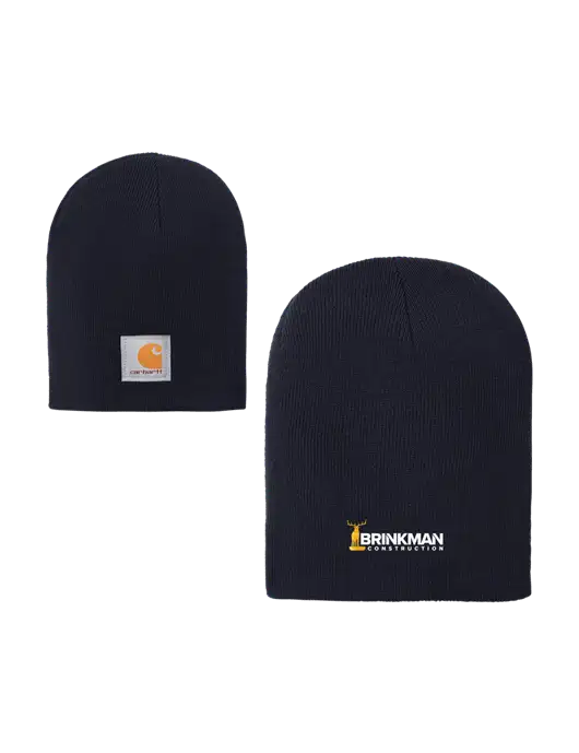 Carhartt Dark Navy Acrylic Knit Hat w/Brinkman Construction Logo