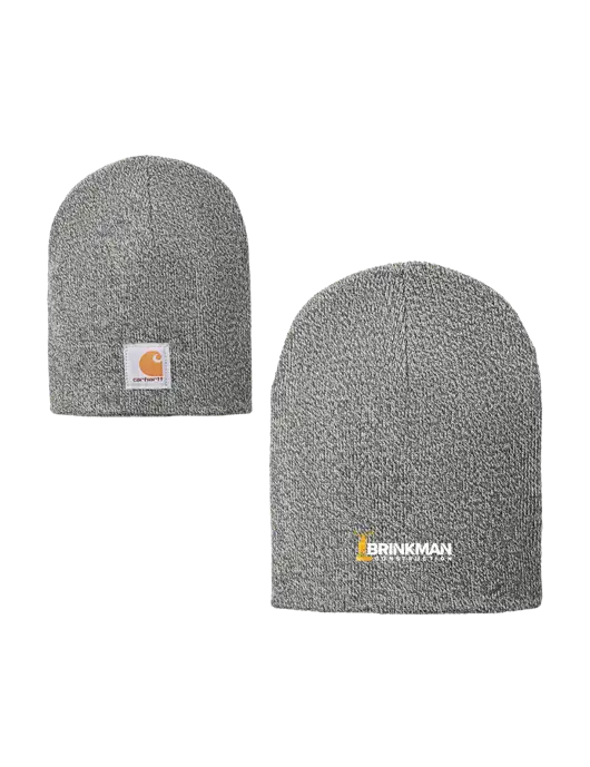 Carhartt Medium Grey Heather Acrylic Knit Hat w/Brinkman Construction Logo