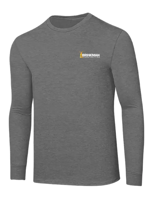 Core Blend Medium Grey Heather Long Sleeve Tee w/Brinkman Construction Logo