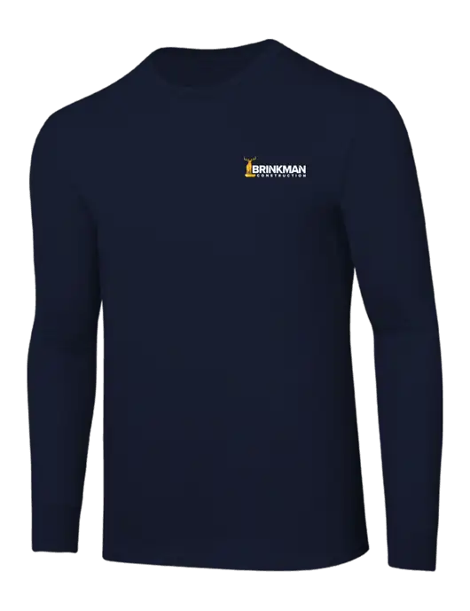 Core Blend Navy Long Sleeve Tee w/Brinkman Construction Logo