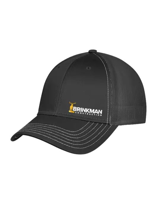 Charcoal Grey Mesh Trucker Cap Snap Back w/Brinkman Construction Logo