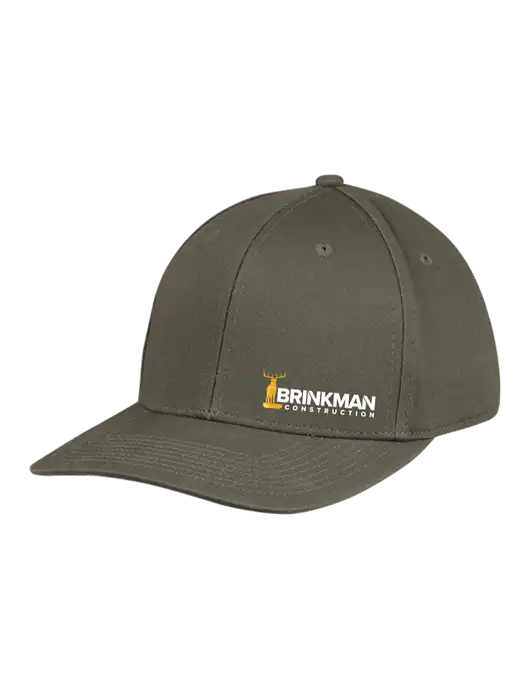 Premium Modern Structured Twill Olive Snapback Cap w/Brinkman Construction Logo