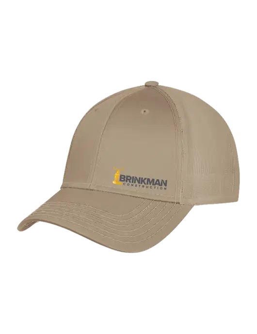 Khaki Mesh Trucker Cap Snap Back w/Brinkman Construction Logo