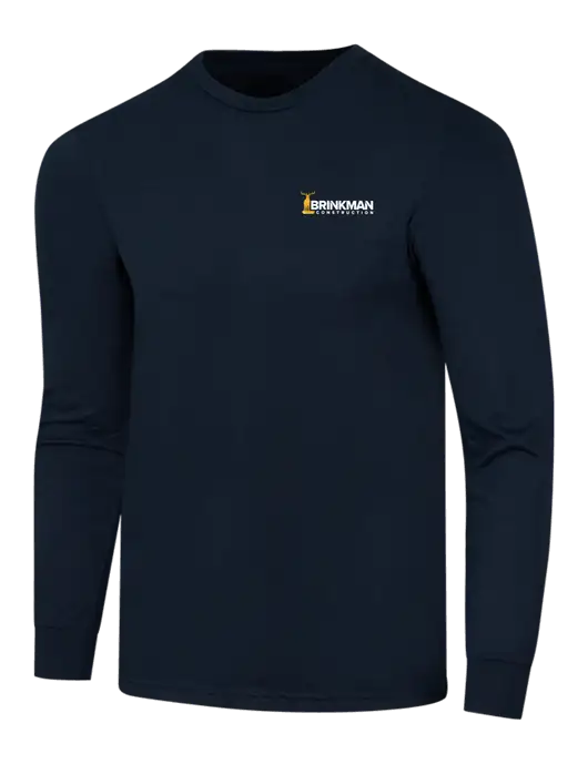 Simply Soft Long Sleeve Navy 4.5 oz, Poly/Combed Ring Spun Cotton T-Shirt w/Brinkman Construction Logo