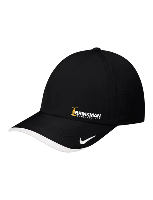 Nike Black/White Dri-FIT Perforated Performance Cap w/Brinkman Construction Logo