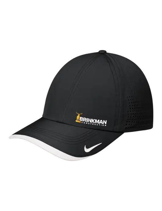 Nike Black/White Dri-FIT Perforated Performance Cap w/Brinkman Construction Logo
