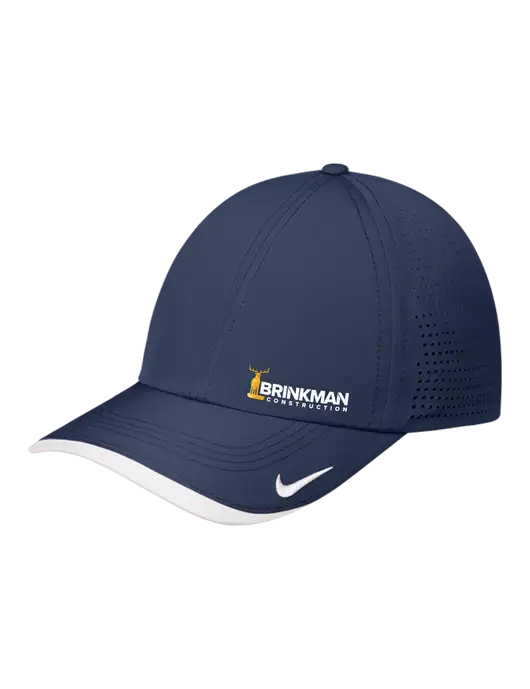 Nike Navy/White Dri-FIT Perforated Performance Cap w/Brinkman Construction Logo