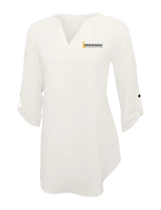 Ivory Womens 3/4 Sleeve Tunic Blouse w/Brinkman Construction Logo