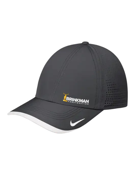 Nike Dark Grey/White Dri-FIT Perforated Performance Cap w/Brinkman Construction Logo