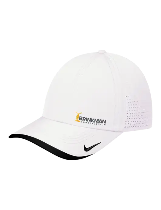 Nike White/Black Dri-FIT Perforated Performance Cap w/Brinkman Construction Logo