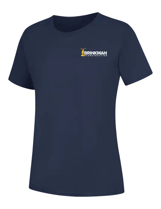 Womens Navy Core Blend Tee w/Brinkman Construction Logo