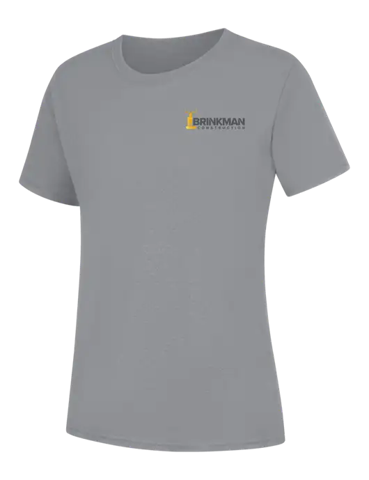 Womens Light Grey Heather Core Blend Tee w/Brinkman Construction Logo