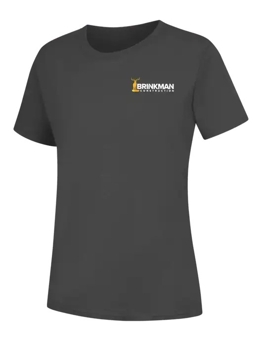 Womens Charcoal Core Blend Tee w/Brinkman Construction Logo