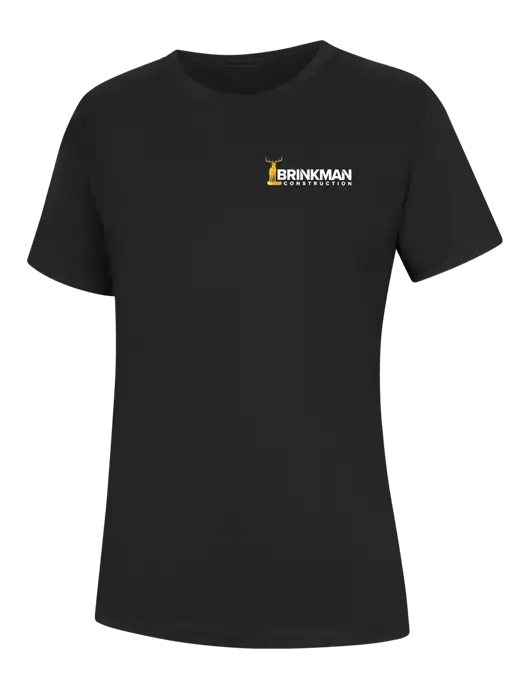 Womens Black Core Blend Tee w/Brinkman Construction Logo