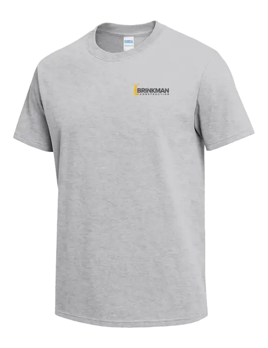 Light Grey Heather Heavyweight 6.1 oz T-Shirt w/Brinkman Construction Logo