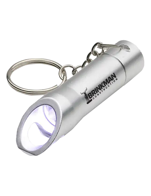 Silver Pocket LED Flashlight with Bottle Opener & Keychain w/Brinkman Construction Logo