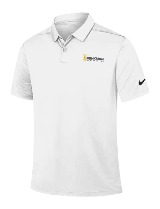 Nike White Dry Essential Solid Polo w/Brinkman Construction Logo