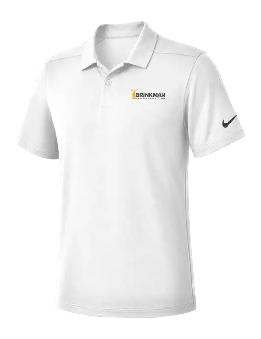 Nike White Dry Essential Solid Polo w/Brinkman Construction Logo