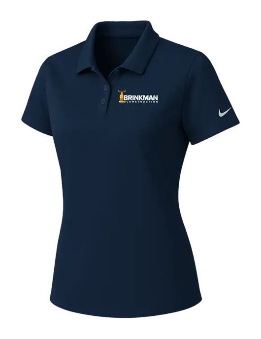 Nike Womens Navy Dry Essential Solid Polo w/Brinkman Construction Logo