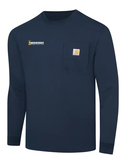 Carhartt Navy Workwear Pocket Long Sleeve T-Shirt w/Brinkman Construction Logo