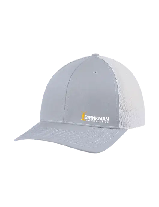 Richardson Adjustable Snapback Original 112 Trucker Cap Light Heather Grey w/White Mesh w/Brinkman Construction Logo